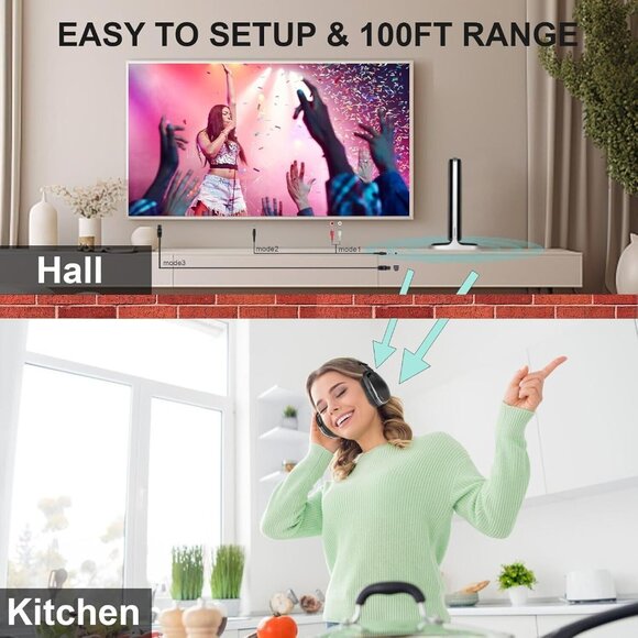 Daysnew DB100 Wireless Headphones For Tv Watching,Charging Dock & RF Transmitter - Picture 14 of 15